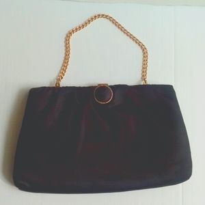 Vintage Black Satin Evening Bag